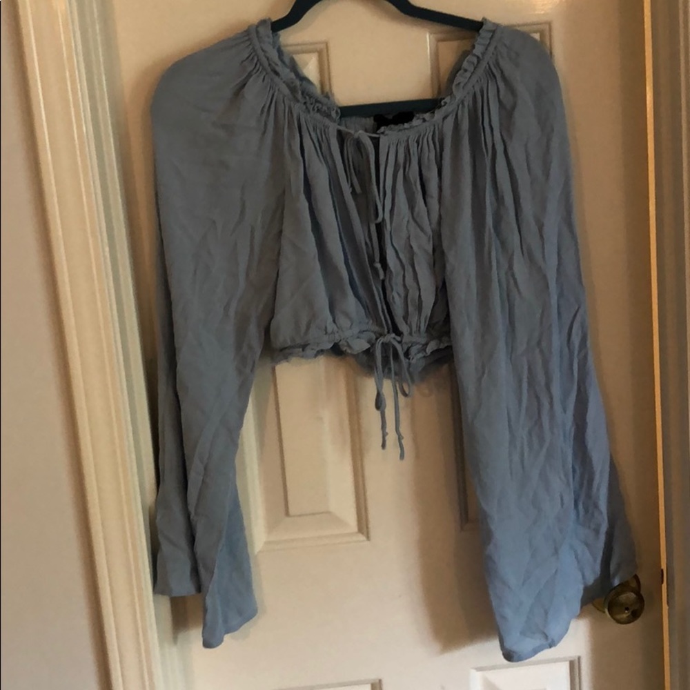Blue Life tie front loose sleeve top
